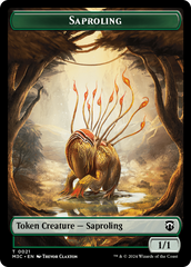 Tarmogoyf (Ripple Foil) // Saproling Double-Sided Token [Modern Horizons 3 Commander Tokens] | Event Horizon Hobbies CA