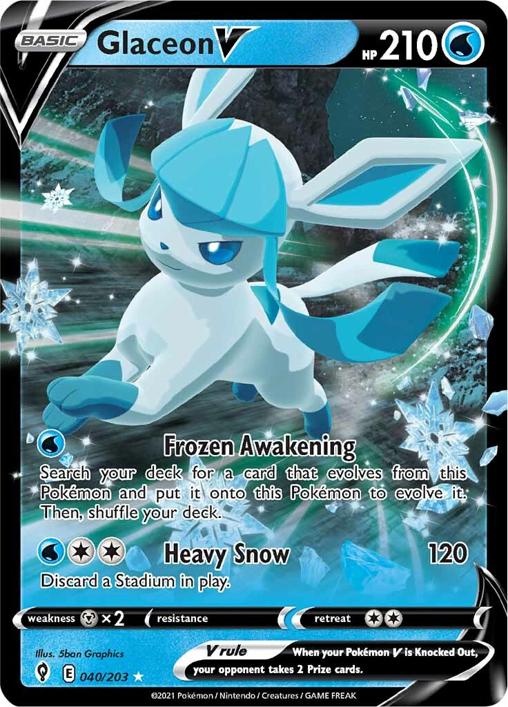 Glaceon V (040/203) [Sword & Shield: Evolving Skies] | Event Horizon Hobbies CA