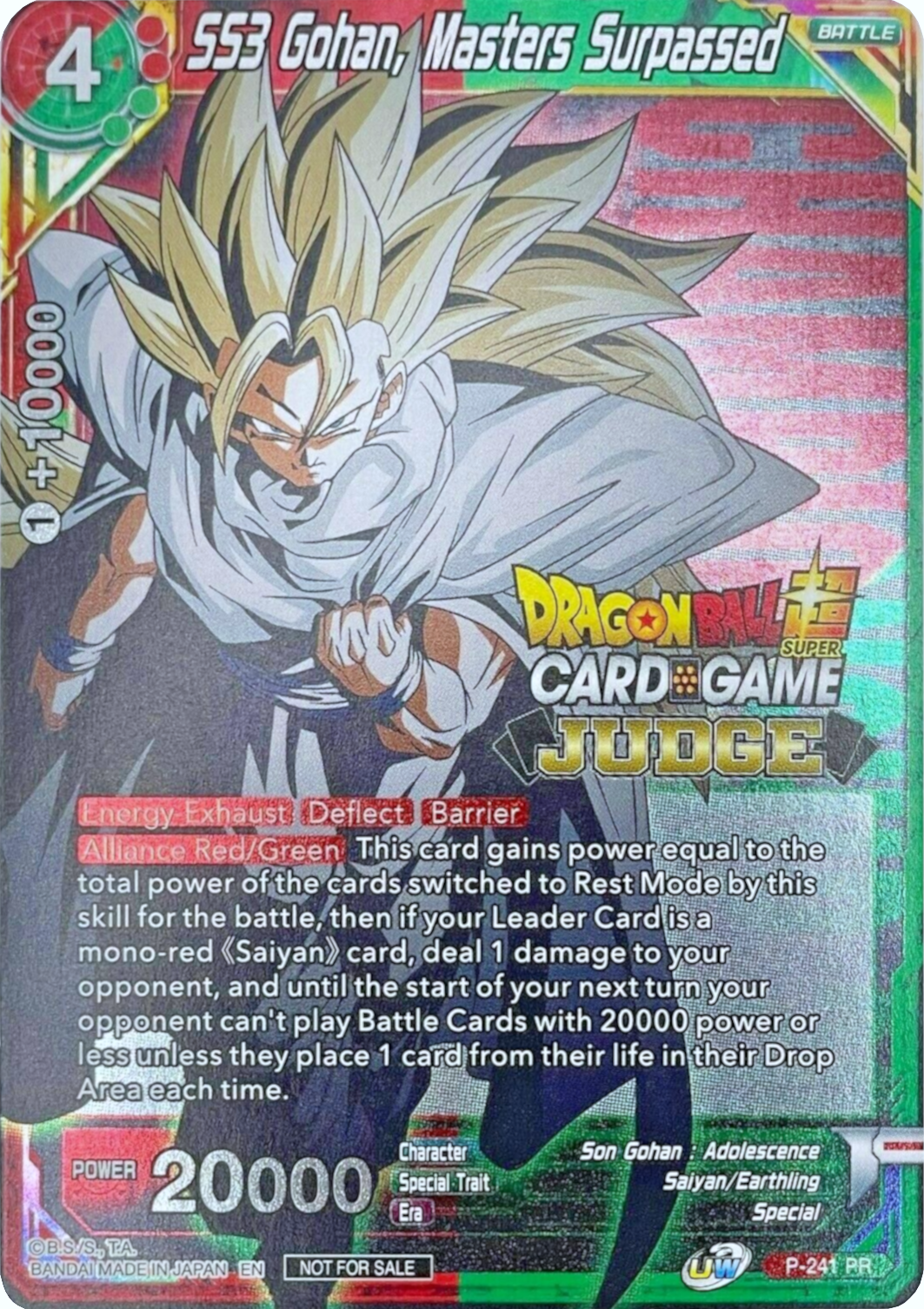 SS3 Gohan, Masters Surpassed (Level 2) (P-241) [Promotion Cards] | Event Horizon Hobbies CA