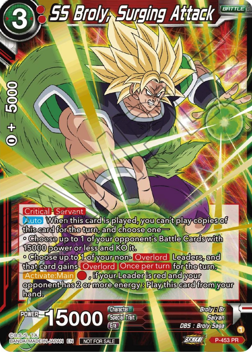 SS Broly, Surging Attack (Championship Selection Pack 2023 Vol.1) (Holo) (P-453) [Tournament Promotion Cards] | Event Horizon Hobbies CA