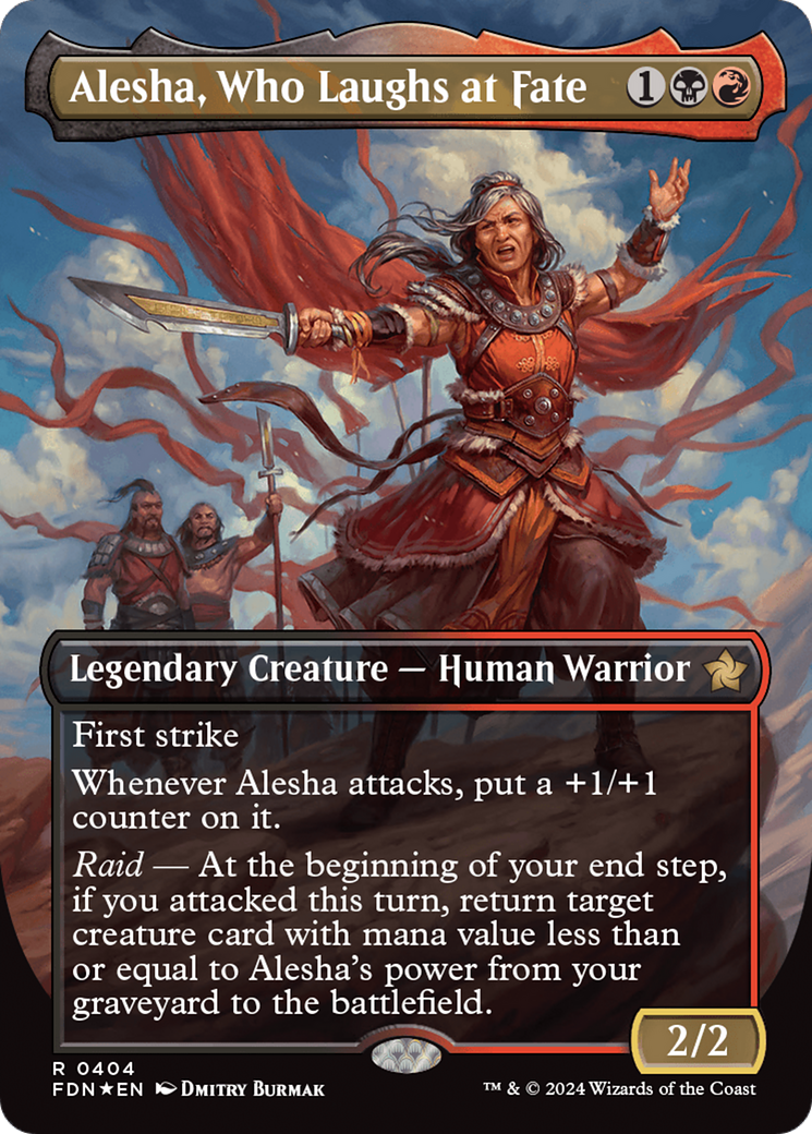 Alesha, Who Laughs at Fate (Borderless) (Mana Foil) [Foundations] | Event Horizon Hobbies CA