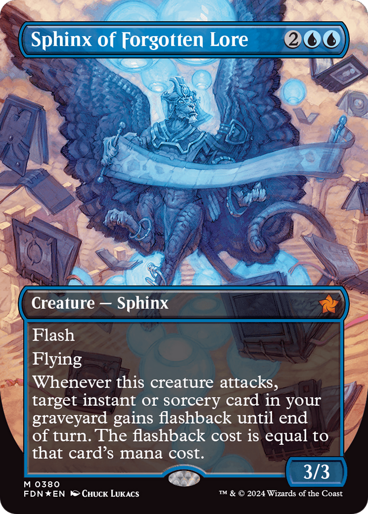 Sphinx of Forgotten Lore (Borderless) (Mana Foil) [Foundations] | Event Horizon Hobbies CA