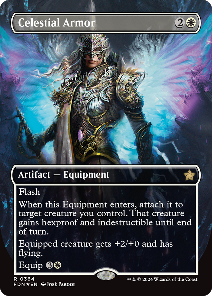 Celestial Armor (Borderless) (Mana Foil) [Foundations] | Event Horizon Hobbies CA