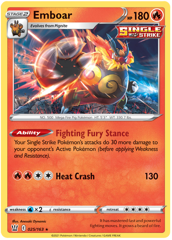 Emboar (025/163) [Sword & Shield: Battle Styles] | Event Horizon Hobbies CA