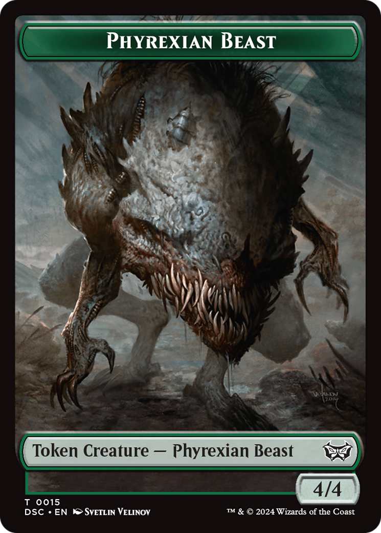 Phyrexian Beast //Manifest Double-Sided Token [Duskmourn: House of Horror Commander Tokens] | Event Horizon Hobbies CA