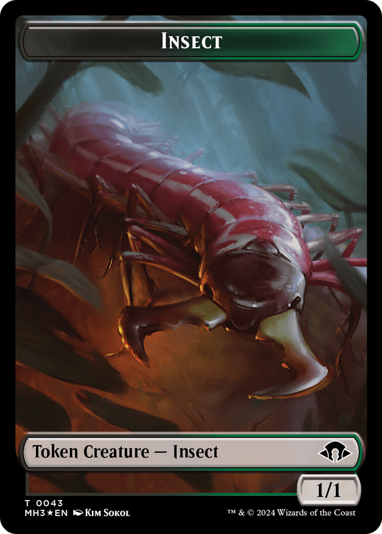 Insect (0043) (Ripple Foil) // Zombie Double-Sided Token [Modern Horizons 3 Tokens] | Event Horizon Hobbies CA