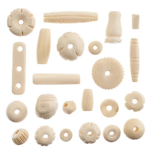 Beading - Bone Beads - Assorted Shapes and Sizes (250g)