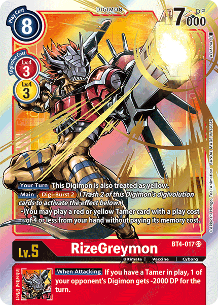 RizeGreymon [BT4-017] (Alternate Art) [Great Legend] | Event Horizon Hobbies CA