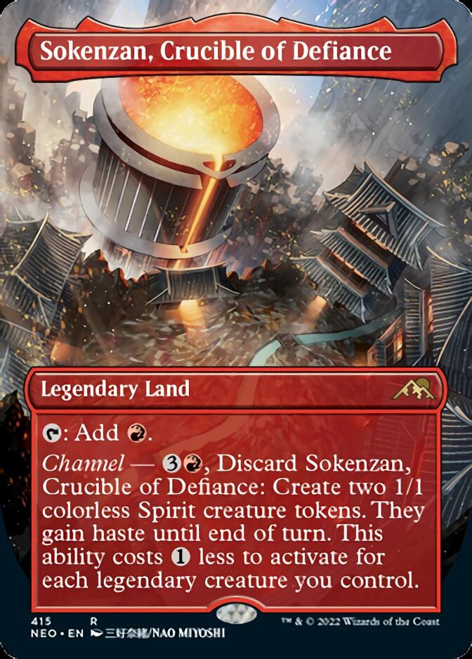 Sokenzan, Crucible of Defiance (Borderless Alternate Art) [Kamigawa: Neon Dynasty] | Event Horizon Hobbies CA