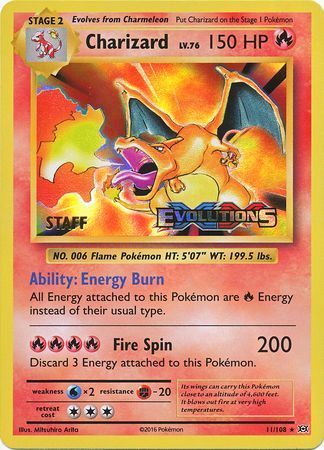 Charizard (11/108) (XY Evolutions Staff Prerelease) [XY: Black Star Promos] | Event Horizon Hobbies CA