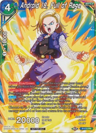 Android 18, Full of Rage (P-172) [Promotion Cards] | Event Horizon Hobbies CA