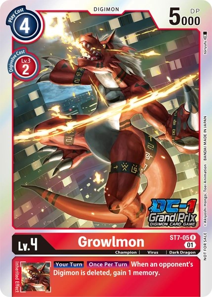 Growlmon [ST7-05] (DC-1 2022 Stamped) [Starter Deck: Gallantmon Promos] | Event Horizon Hobbies CA