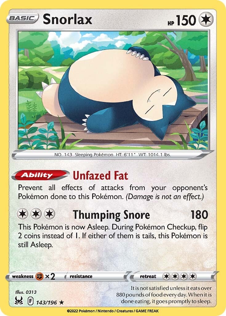 Snorlax (143/196) [Sword & Shield: Lost Origin] | Event Horizon Hobbies CA