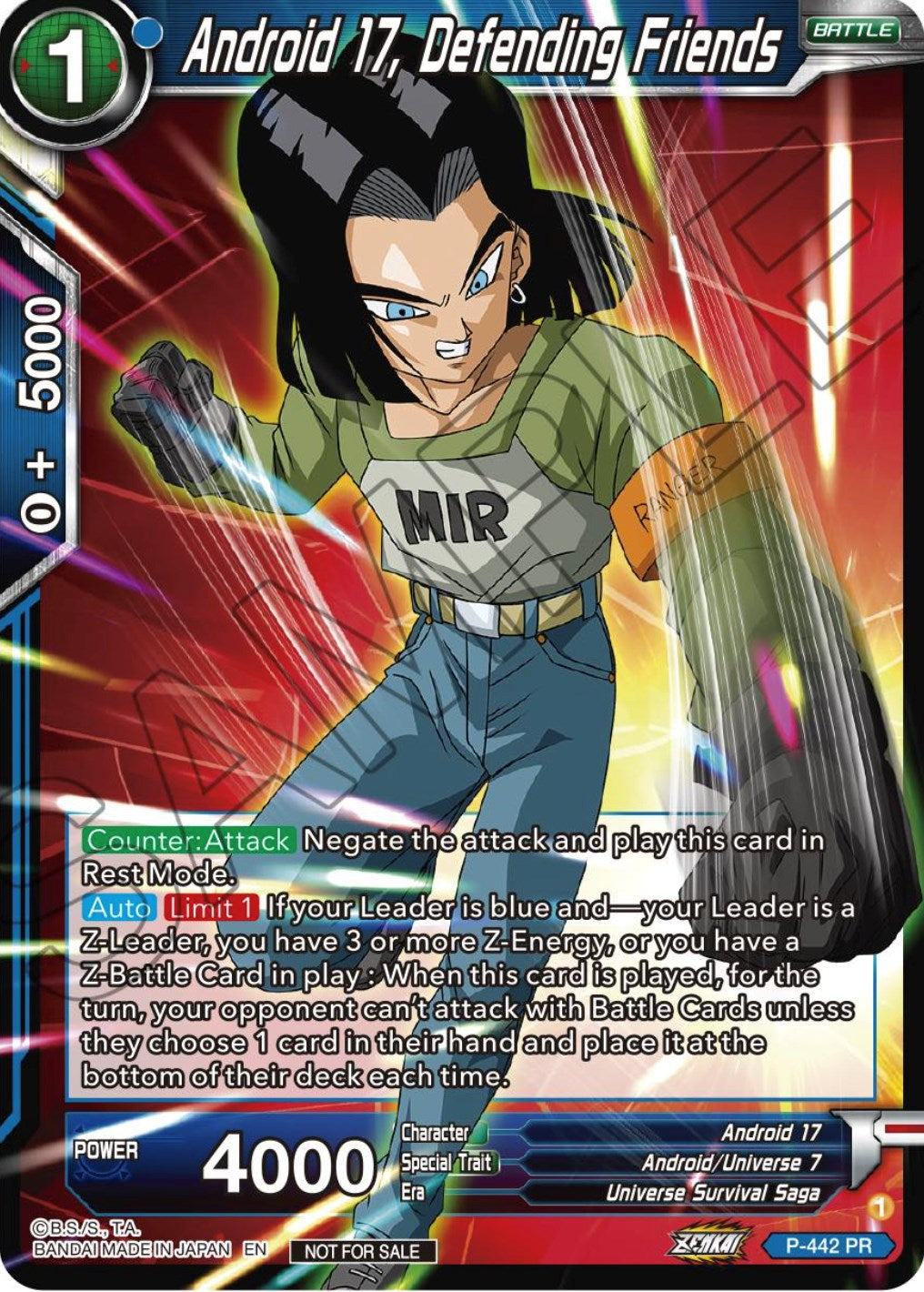 Android 17, Defending Friends (Zenkai Series Tournament Pack Vol.2) (P-442) [Tournament Promotion Cards] | Event Horizon Hobbies CA