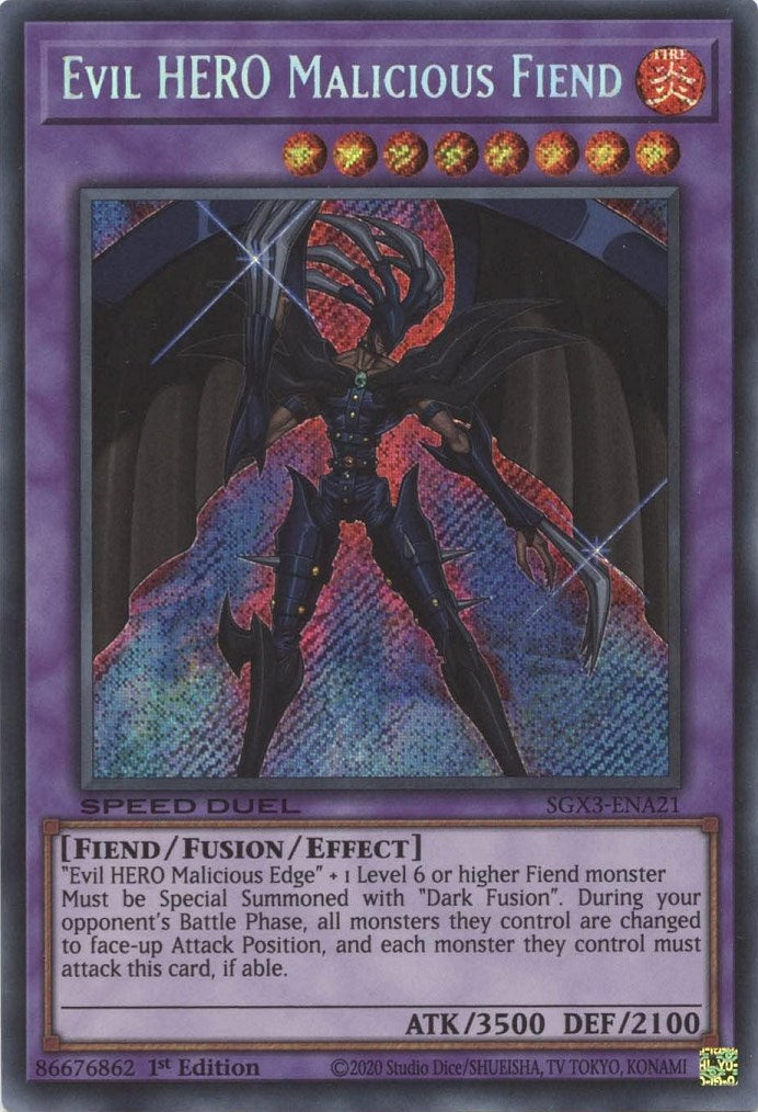 Evil HERO Malicious Fiend [SGX3-ENA21] Secret Rare | Event Horizon Hobbies CA