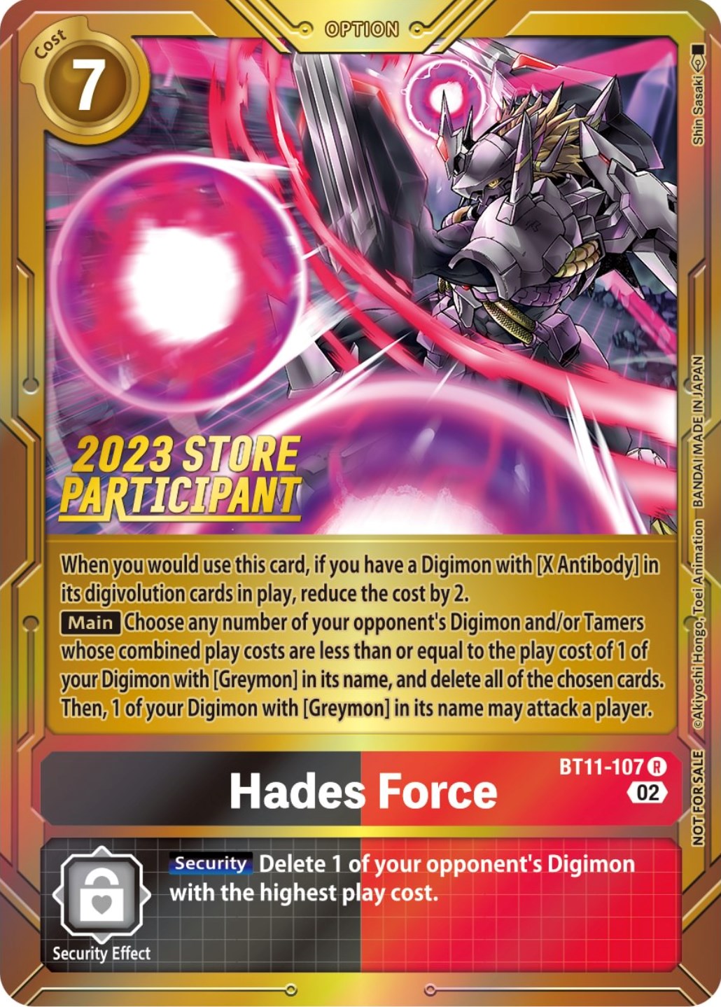 Hades Force [BT11-107] (2023 Store Participant) [Dimensional Phase Promos] | Event Horizon Hobbies CA