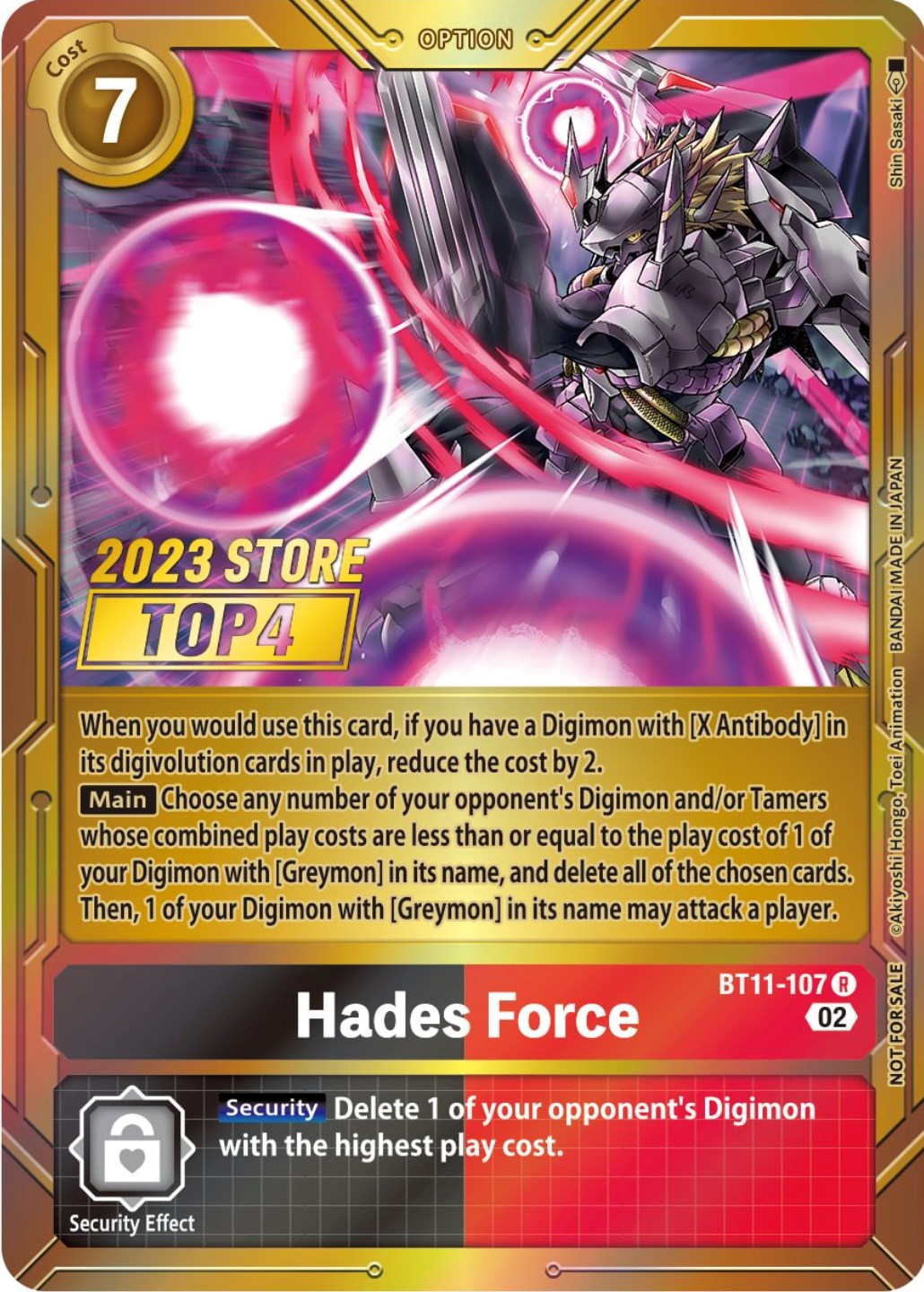 Hades Force [BT11-107] (2023 Store Top 4) [Dimensional Phase Promos] | Event Horizon Hobbies CA