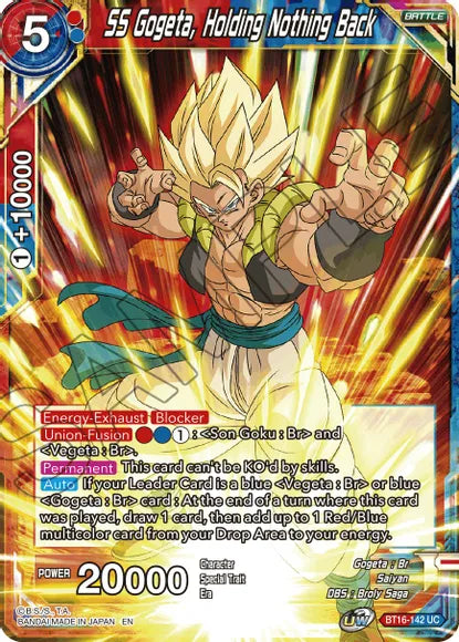 SS Gogeta, Holding Nothing Back (BT16-142) [Realm of the Gods] | Event Horizon Hobbies CA