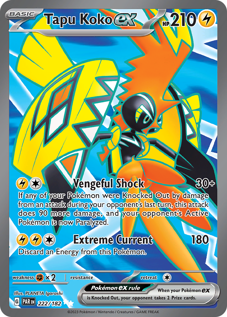 Tapu Koko ex (222/182) [Scarlet & Violet: Paradox Rift] | Event Horizon Hobbies CA