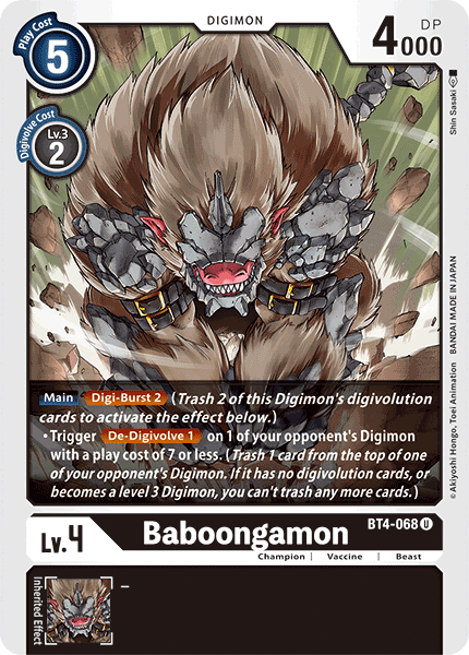 Baboongamon [BT4-068] [Great Legend] | Event Horizon Hobbies CA