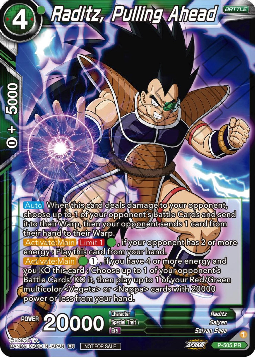 Raditz, Pulling Ahead (Zenkai Series Tournament Pack Vol.4) (P-505) [Tournament Promotion Cards] | Event Horizon Hobbies CA