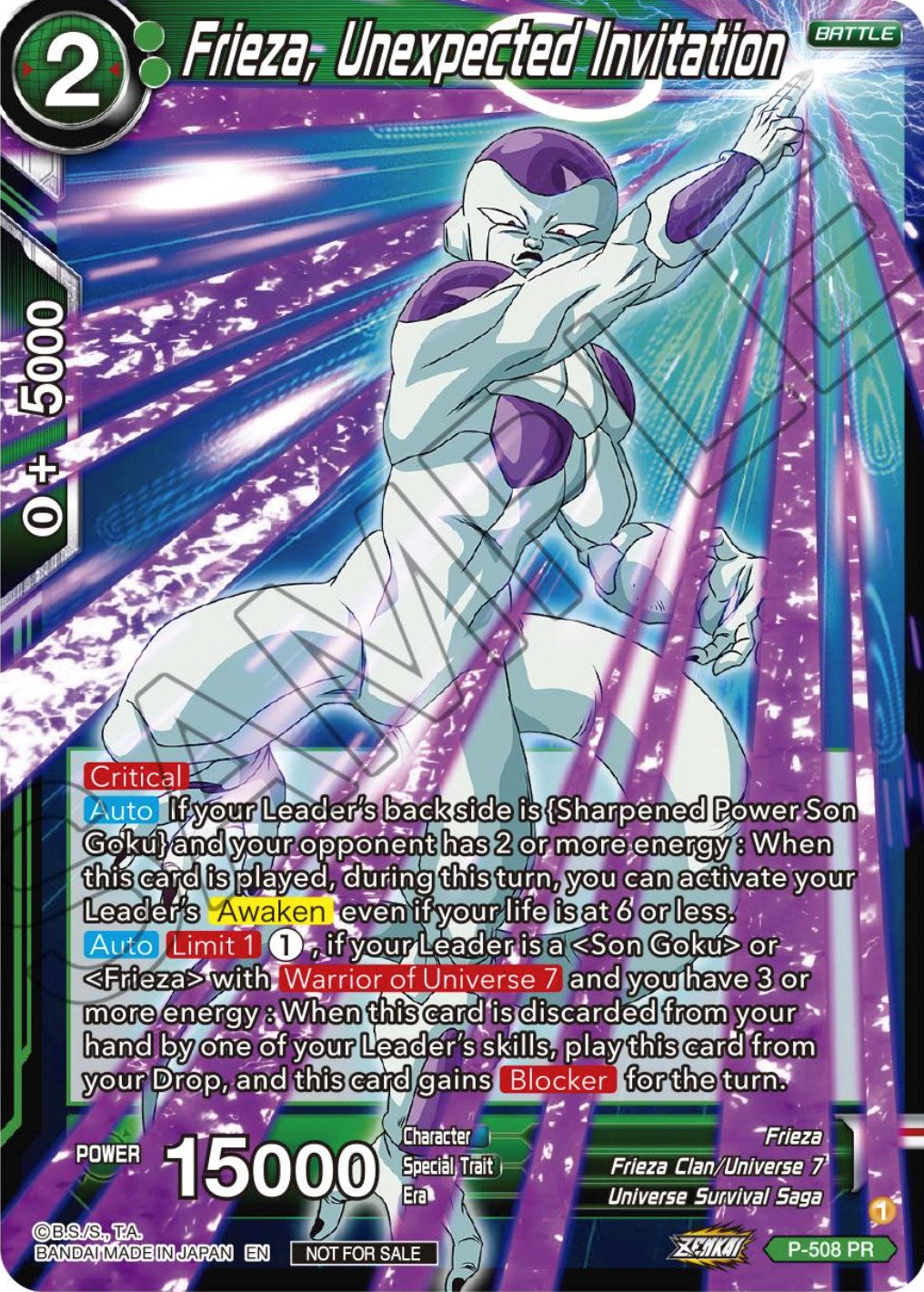 Frieza, Unexpected Invitation (Zenkai Series Tournament Pack Vol.4) (P-508) [Tournament Promotion Cards] | Event Horizon Hobbies CA