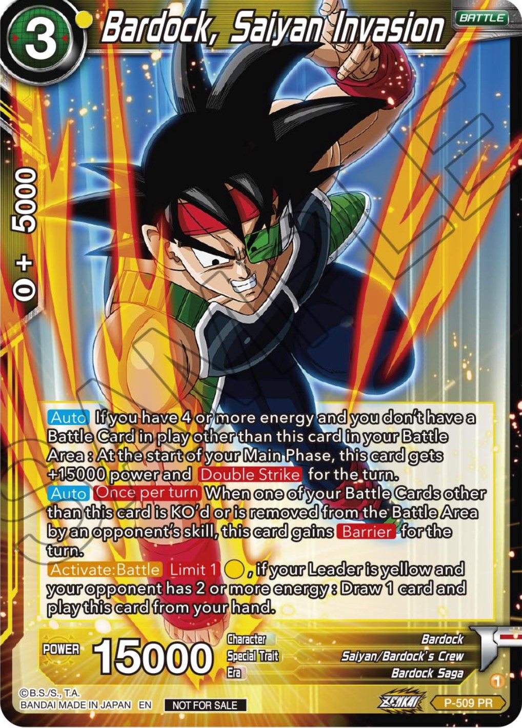 Bardock, Saiyan Invasion (Zenkai Series Tournament Pack Vol.4) (P-509) [Tournament Promotion Cards] | Event Horizon Hobbies CA