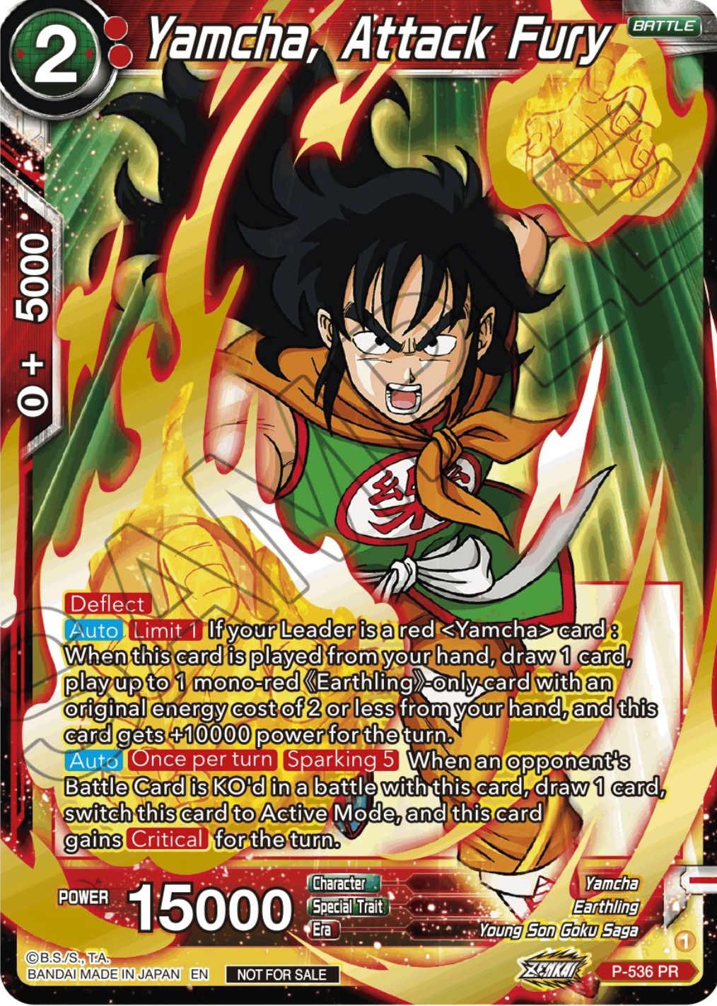 Yamcha, Attack Fury (Championship Selection Pack 2023 Vol.2) (Gold-Stamped Silver Foil) (P-536) [Tournament Promotion Cards] | Event Horizon Hobbies CA