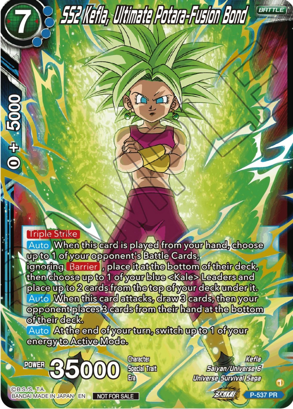 SS2 Kefla, Ultimate Potara-Fusion Bond (Championship Selection Pack 2023 Vol.2) (Gold-Stamped Silver Foil) (P-537) [Tournament Promotion Cards] | Event Horizon Hobbies CA