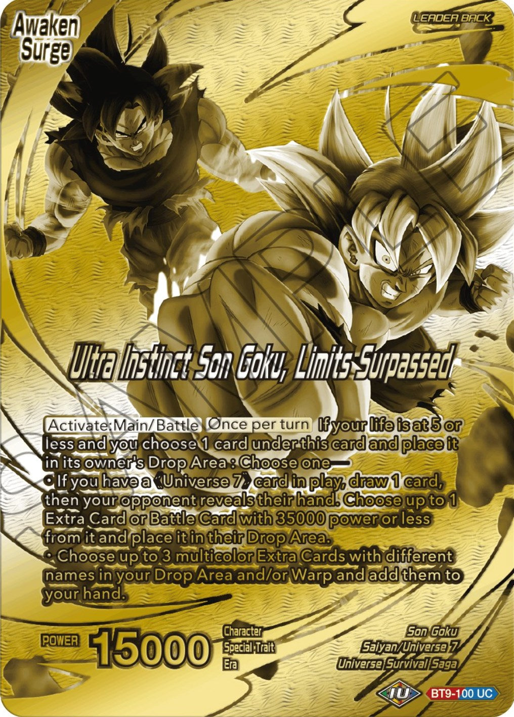 Son Goku // Ultra Instinct Son Goku, Limits Surpassed (Championship 2023 Golden Card Vol.2, Version 1) (BT9-100) [Tournament Promotion Cards] | Event Horizon Hobbies CA