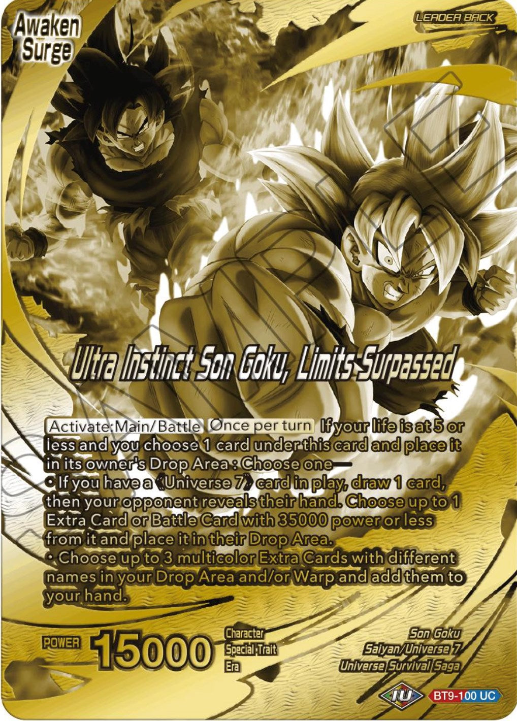 Son Goku // Ultra Instinct Son Goku, Limits Surpassed (Championship 2023 Golden Card Vol.2, Version 2) (BT9-100) [Tournament Promotion Cards] | Event Horizon Hobbies CA