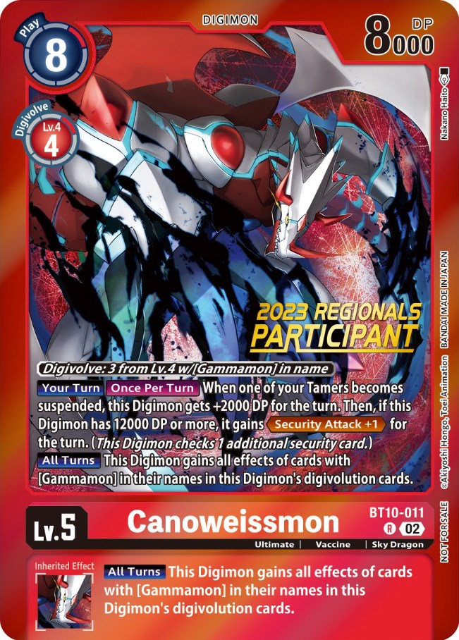 Canoweissmon [BT10-011] (2023 Regionals Participant) [Xros Encounter Promos] | Event Horizon Hobbies CA