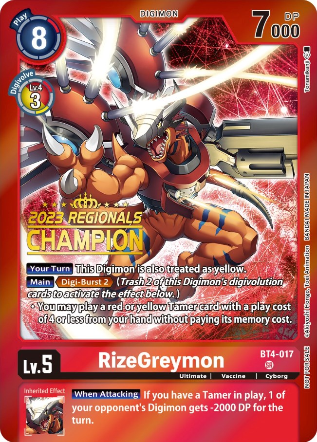 RizeGreymon [BT4-017] (2023 Regionals Champion) [Great Legend Promos] | Event Horizon Hobbies CA