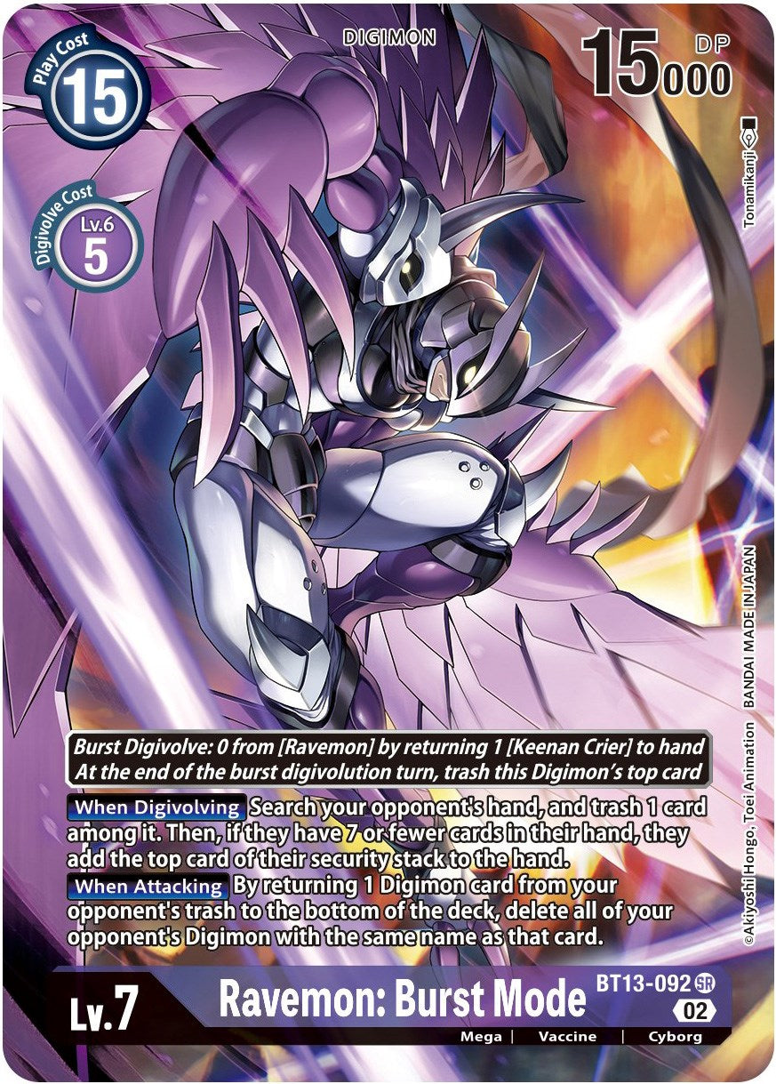 Ravemon: Burst Mode [BT13-092] (Alternate Art) [Versus Royal Knights Booster] | Event Horizon Hobbies CA