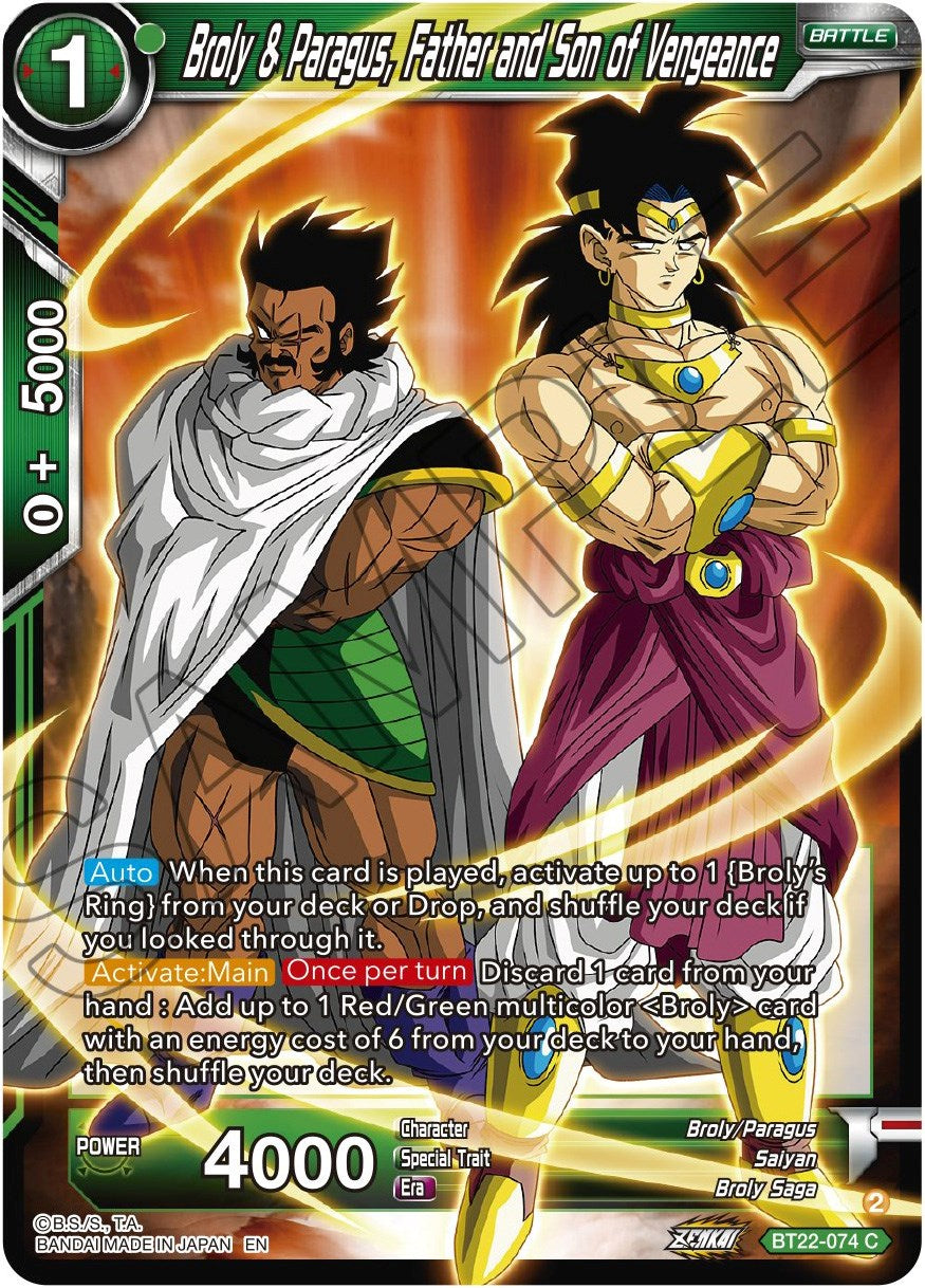 Broly & Paragus, Father and Son of Vengeance (BT22-074) [Critical Blow] | Event Horizon Hobbies CA