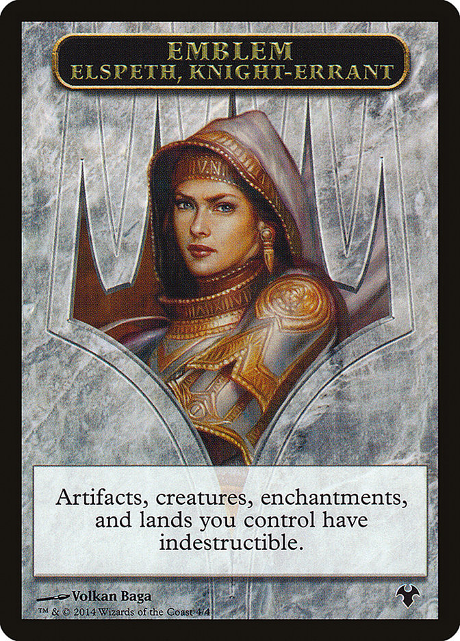 Emblem - Elspeth, Knight-Errant // Soldier Double-Sided Token [Modern Event Deck 2014 Tokens] | Event Horizon Hobbies CA