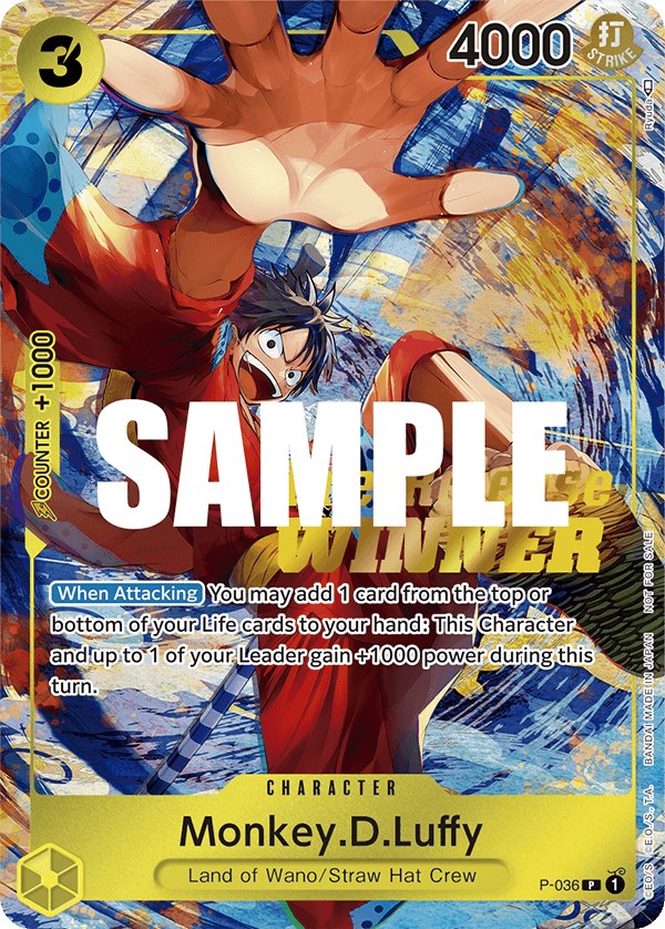 Monkey.D.Luffy (Pre-Release Tournament) [Winner] [One Piece Promotion Cards] | Event Horizon Hobbies CA