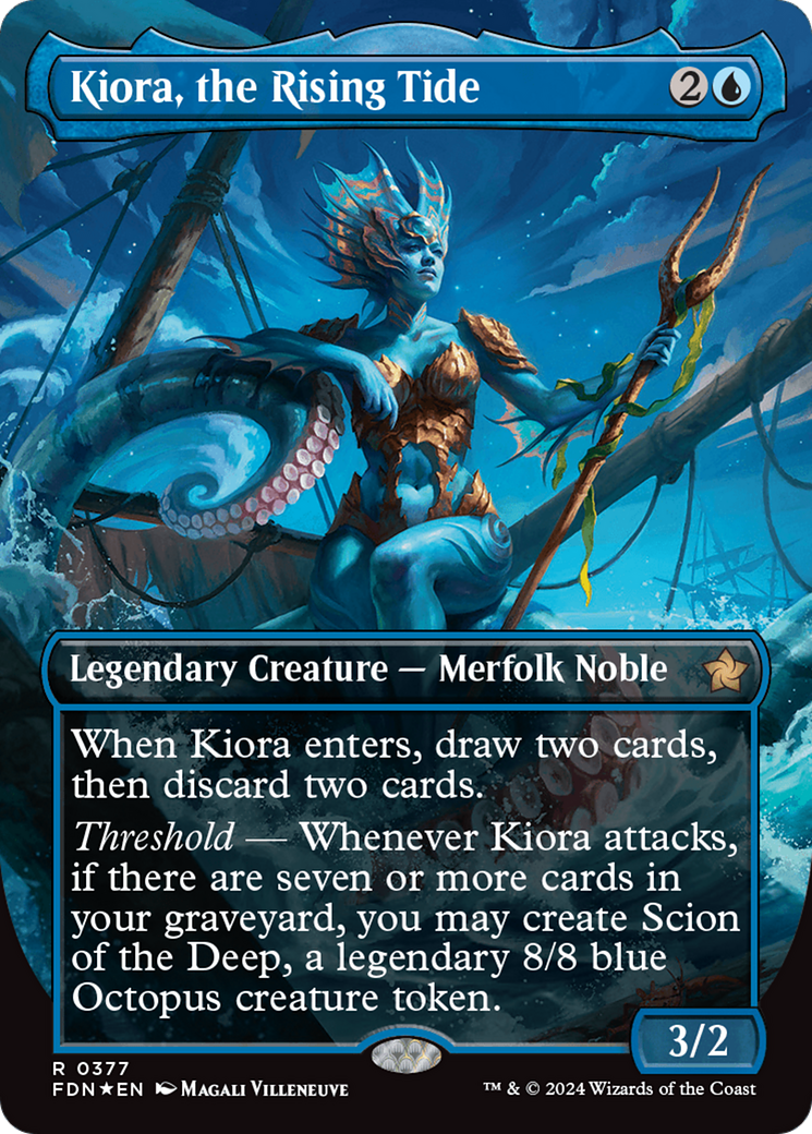 Kiora, the Rising Tide (Borderless) (Mana Foil) [Foundations] | Event Horizon Hobbies CA