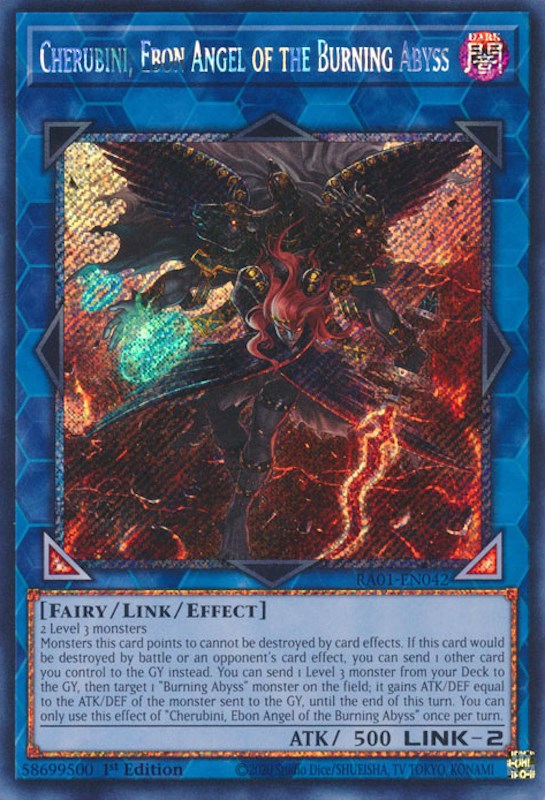 Cherubini, Ebon Angel of the Burning Abyss [RA01-EN042] Platinum Secret Rare | Event Horizon Hobbies CA