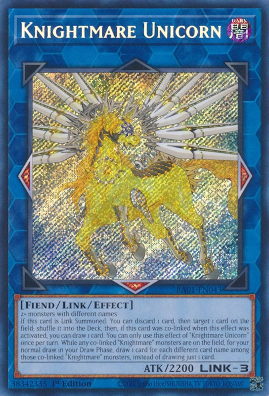 Knightmare Unicorn [RA01-EN043] Secret Rare | Event Horizon Hobbies CA