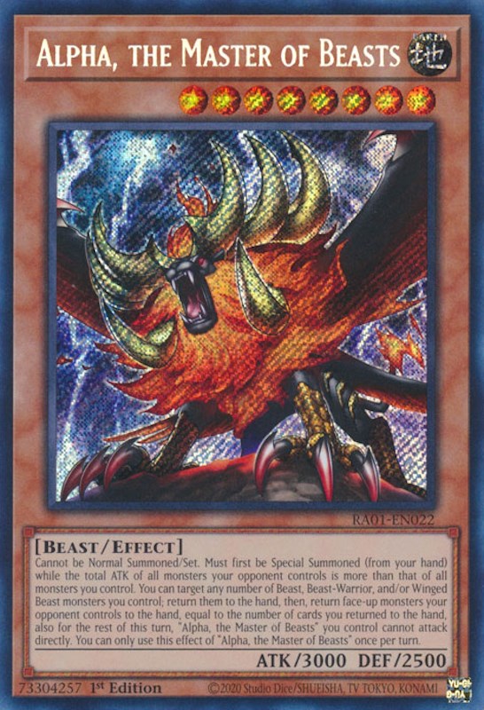 Alpha, the Master of Beasts [RA01-EN022] Secret Rare | Event Horizon Hobbies CA