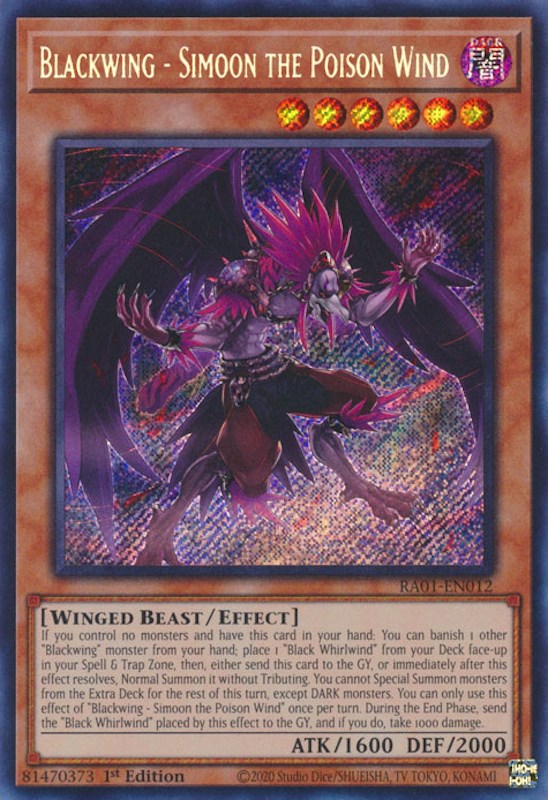 Blackwing - Simoon the Poison Wind [RA01-EN012] Secret Rare | Event Horizon Hobbies CA