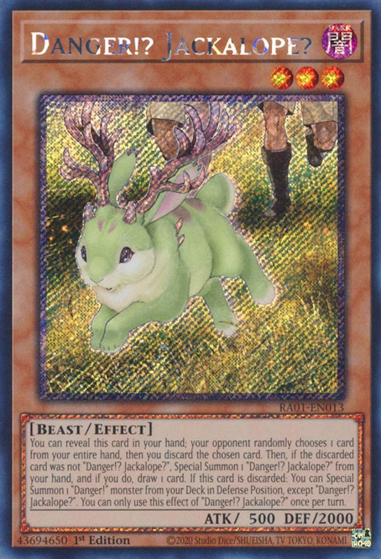 Danger!? Jackalope? [RA01-EN013] Platinum Secret Rare | Event Horizon Hobbies CA