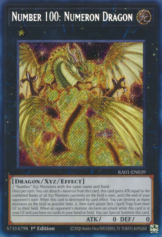 Number 100: Numeron Dragon [RA01-EN039] Secret Rare | Event Horizon Hobbies CA