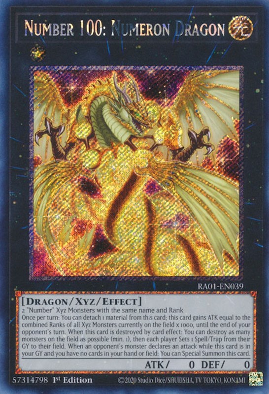 Number 100: Numeron Dragon [RA01-EN039] Platinum Secret Rare | Event Horizon Hobbies CA