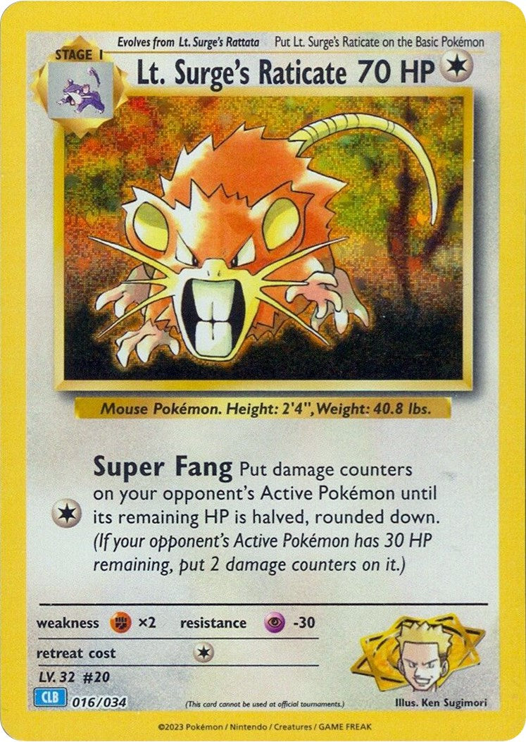 Lt. Surge's Raticate [Trading Card Game Classic] | Event Horizon Hobbies CA