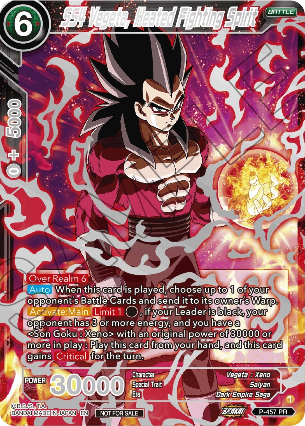 SS4 Vegeta, Heated Fighting Spirit (Championship 2023 Reward Alternate Art Card Set) (Holo) (P-457) [Tournament Promotion Cards] | Event Horizon Hobbies CA