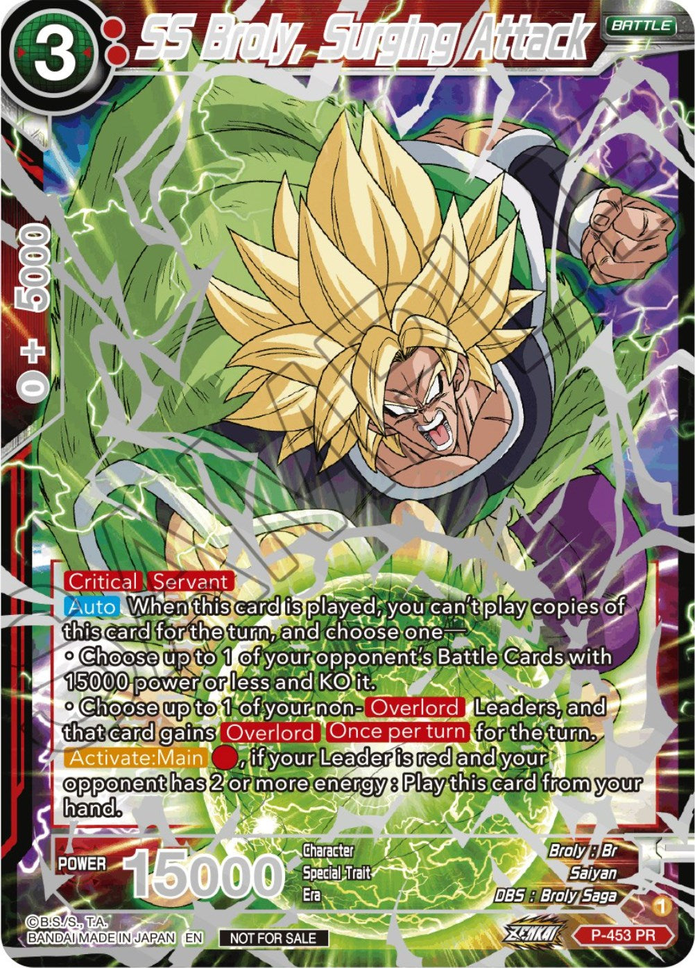 SS Broly, Surging Attack (Championship 2023 Reward Alternate Art Card Set) (Holo) (P-453) [Tournament Promotion Cards] | Event Horizon Hobbies CA