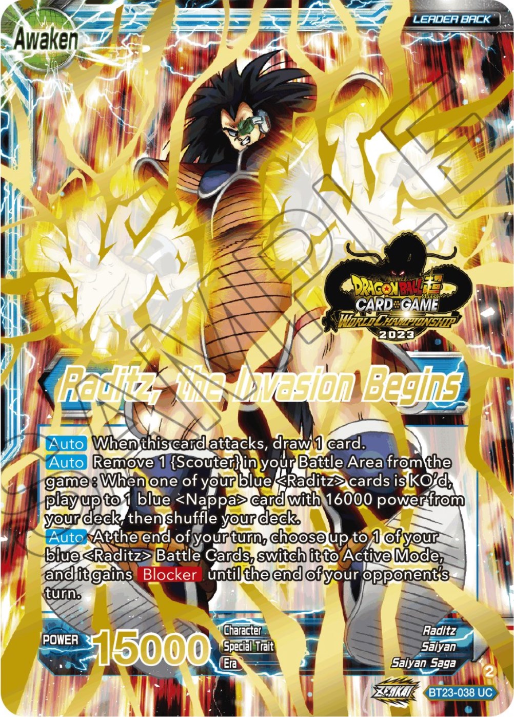 Raditz // Raditz, the Invasion Begins (2023 Worlds ZENKAI 06 Leader Set) (BT23-038) [Tournament Promotion Cards] | Event Horizon Hobbies CA