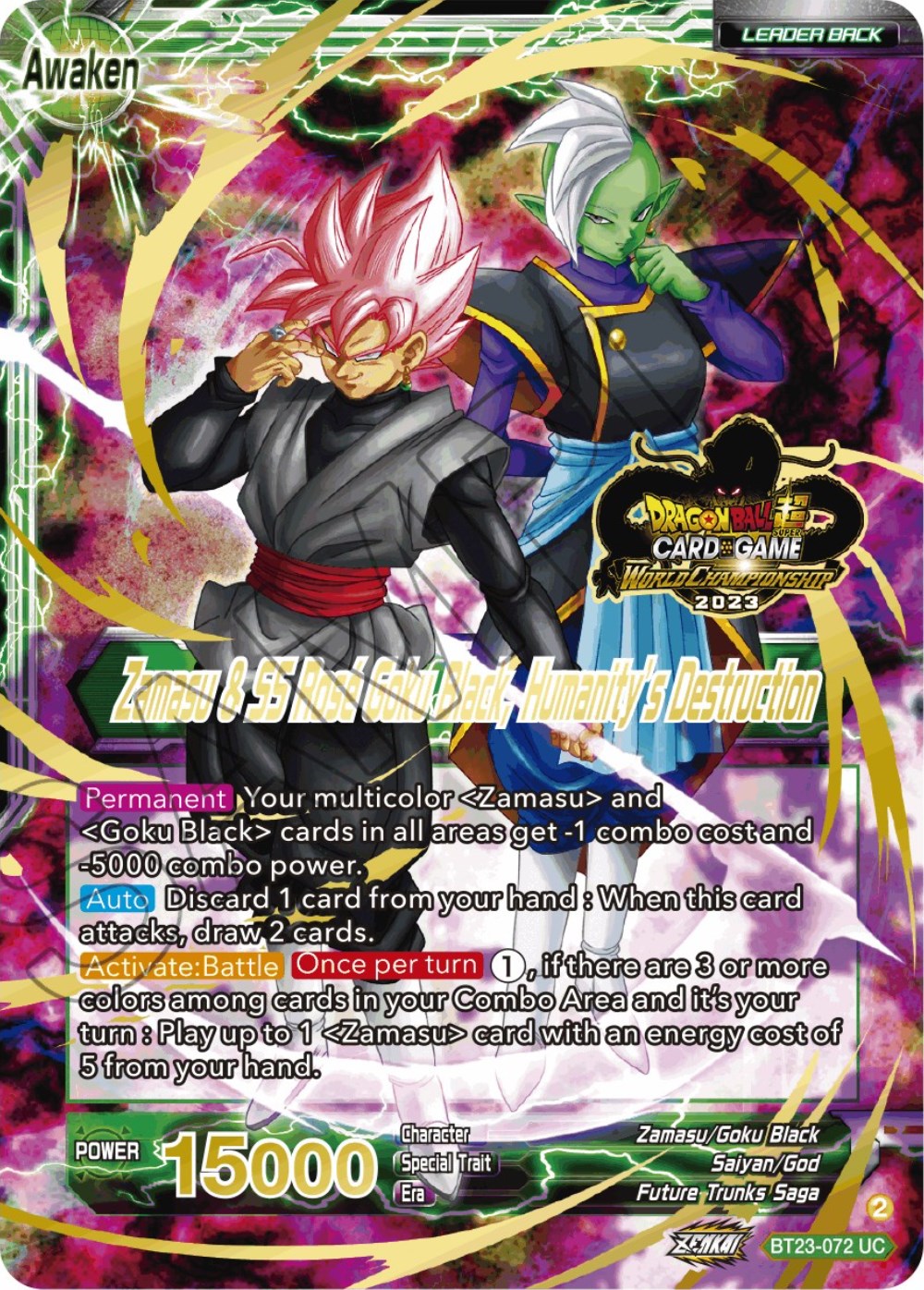 Zamasu & Goku Black // Zamasu & SS Rose Goku Black, Humanity's Destruction (2023 Worlds ZENKAI 06 Leader Set) (BT23-072) [Tournament Promotion Cards] | Event Horizon Hobbies CA